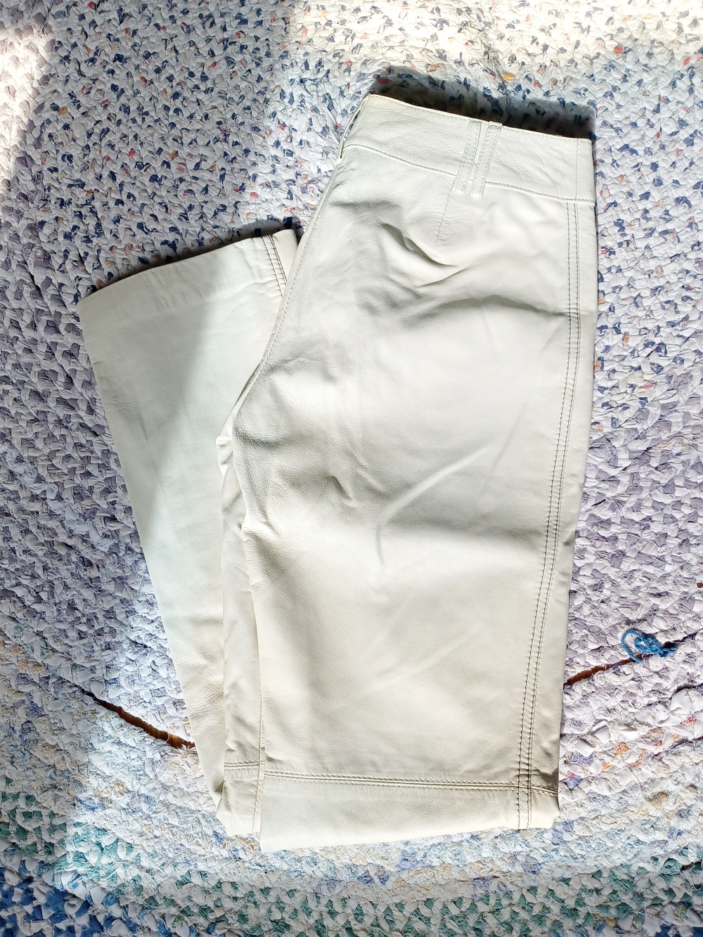 Vintage Tommy Hilfiger Light Cream Leather Flare Pants